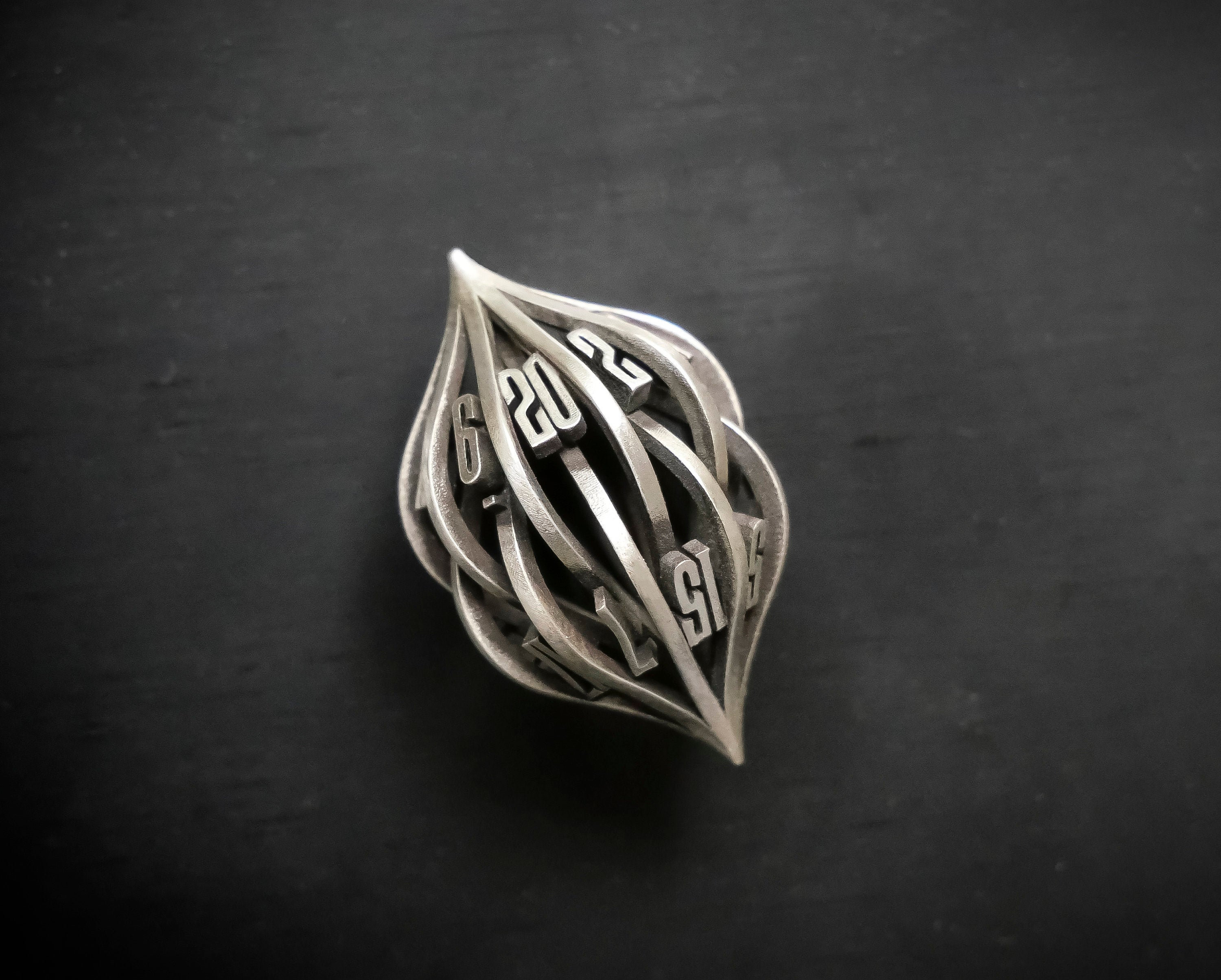 The Arcanum D20- 3d printed metal Dice - RPG dice - D20 - metal
