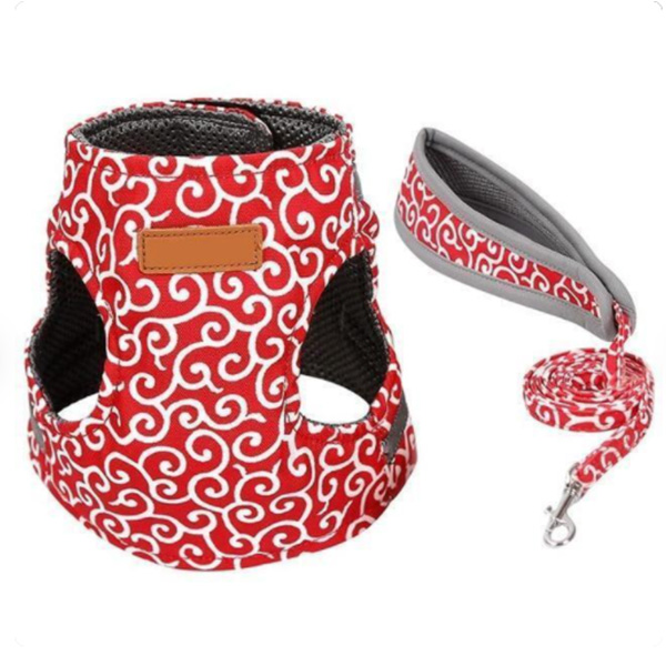Pet Dog Cat Harness Vest Collar Outdoor Walking Leash Set