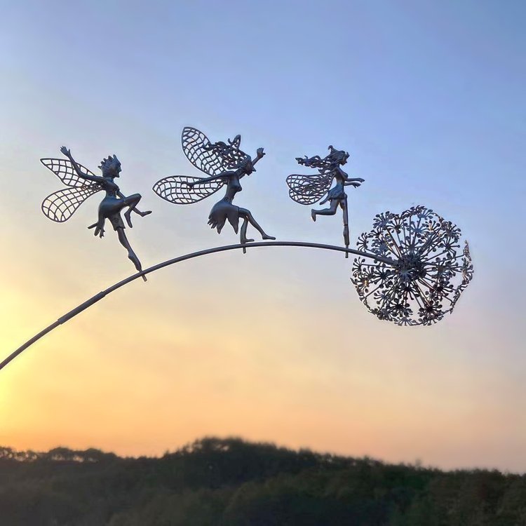 New 3d Flower Fairy Elf Dancing With Dandelion Sculpture