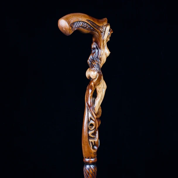 LOVE SEXY Naked girl Wooden walking stick cane