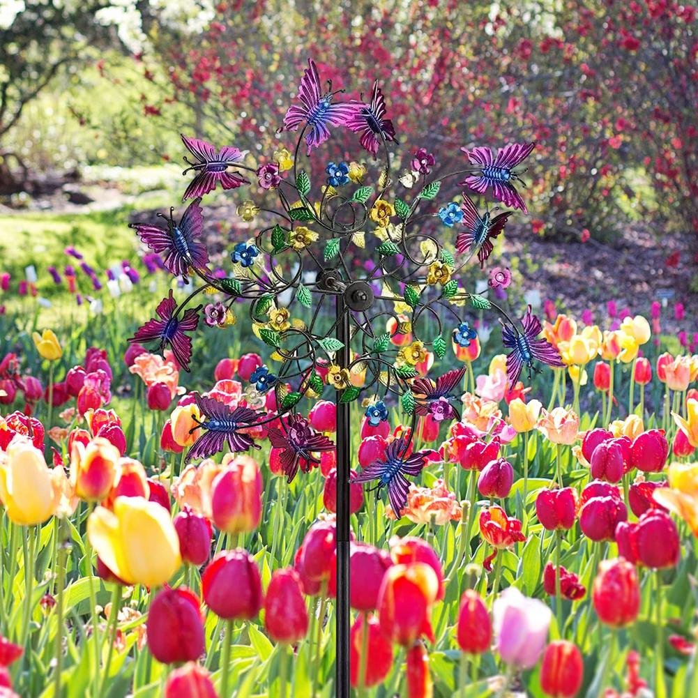 Metal Windmill Butterfly Garden Wind Spinnerrotating Windmill Outdoor Decoration