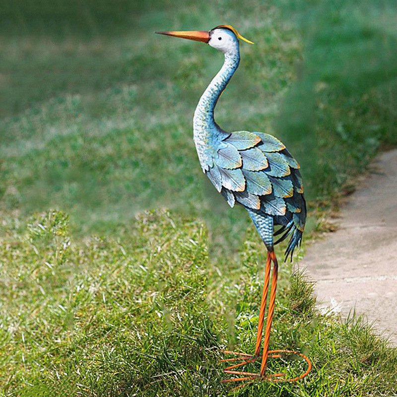 Blue Heron Crane Metal Garden Décor