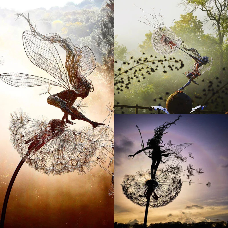 5 Pcs Fairy Steel Garden Sculptures - The Naughty Spirits Are Dancing