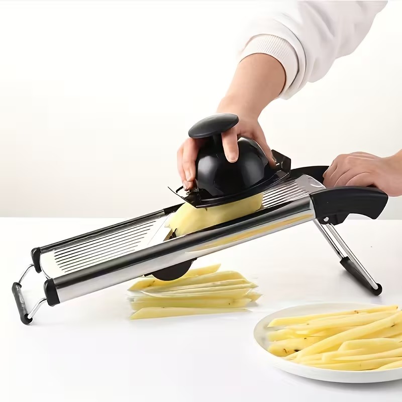 Professional Stainless Steel Vegetable Slicer | Adjustable Mandoline Slicer with 5 Blades