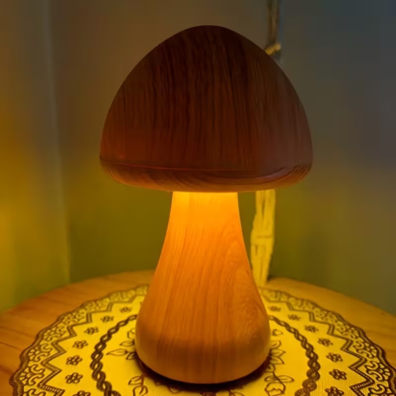 1-Piece 3-Color LED Mushroom Lamp, Night Light with Touch Sensor, USB-Powered Portable Dimmable Bedside Lamp, Wireless Desk Light, Home Decor Mushroom Table Lamp