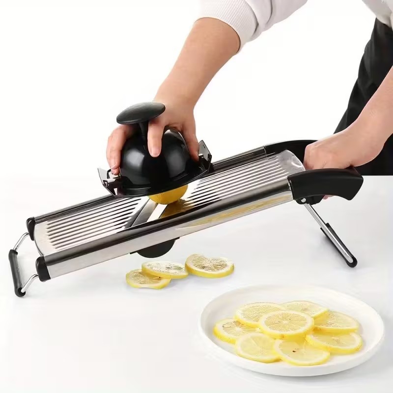 Professional Stainless Steel Vegetable Slicer | Adjustable Mandoline Slicer with 5 Blades