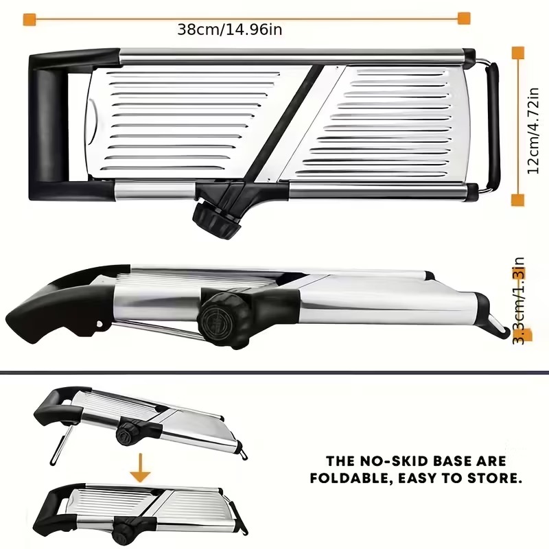 Professional Stainless Steel Vegetable Slicer | Adjustable Mandoline Slicer with 5 Blades