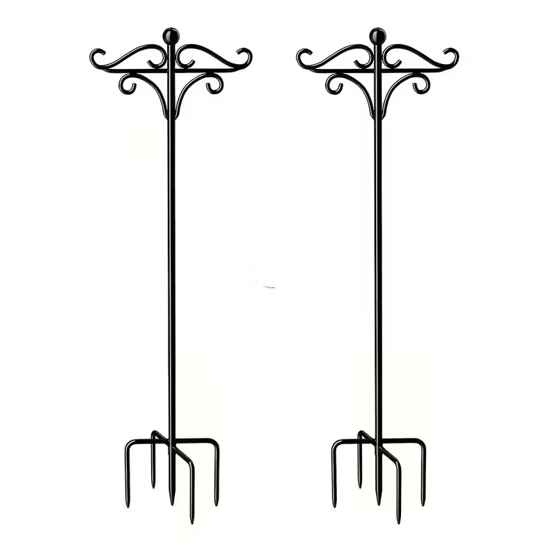2 Packs - Sturdy 74.8-inch Adjustable Shepherd Hook Bird Feeder, 5 Forked Bases