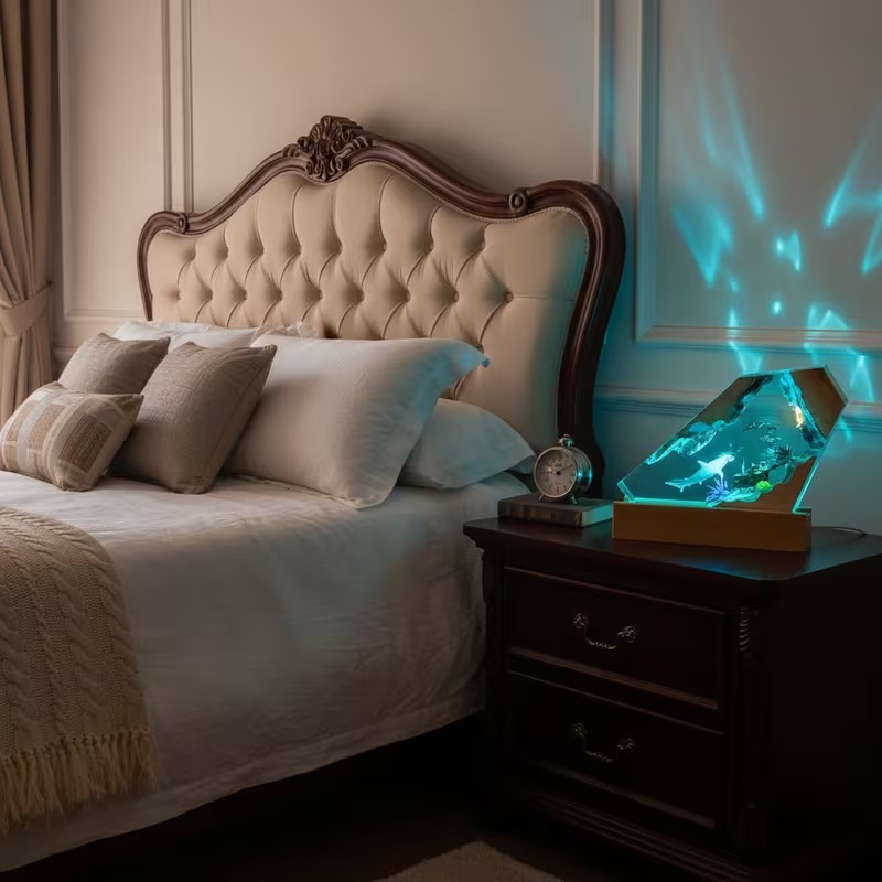 6-Inch, Ocean Wood Resin Light - Multifunctional,Adjustable Glow