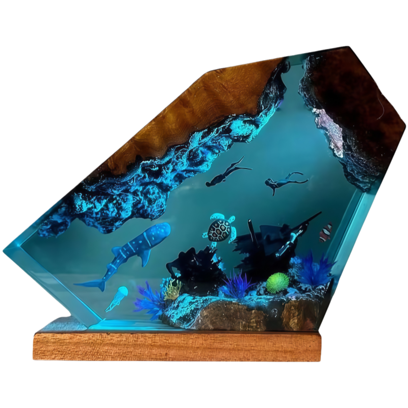 6-Inch, Ocean Wood Resin Light - Multifunctional,Adjustable Glow