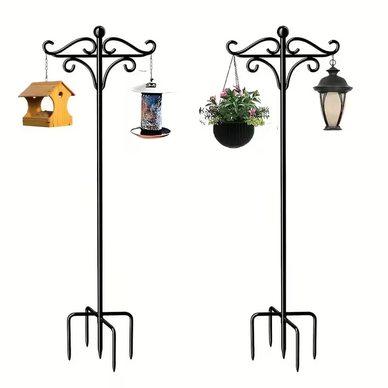 2 Packs - Sturdy 74.8-inch Adjustable Shepherd Hook Bird Feeder, 5 Forked Bases