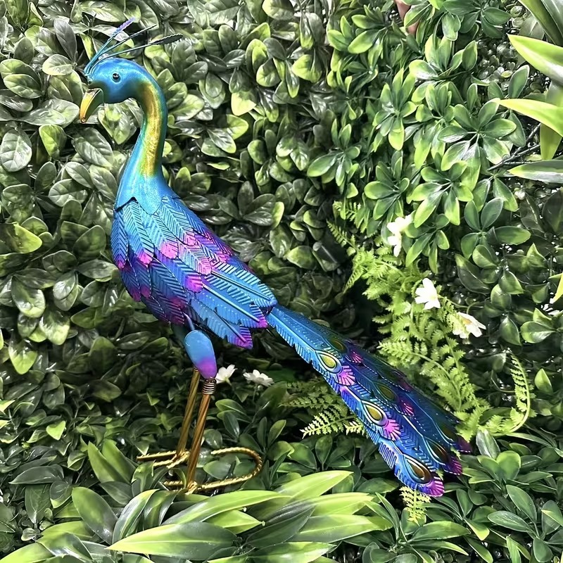 Elegant Metal Peacock Statue