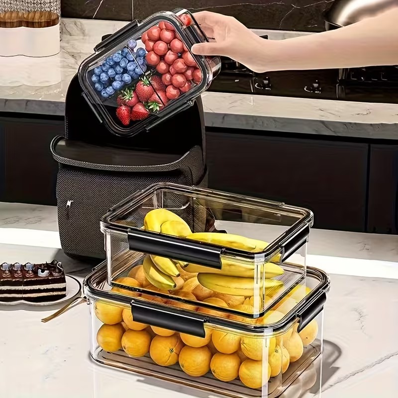 16pcs Stackable Refrigerator Storage Containers with Airtight Lid Snap-Lock Food Storage Containers - High Transparency PET