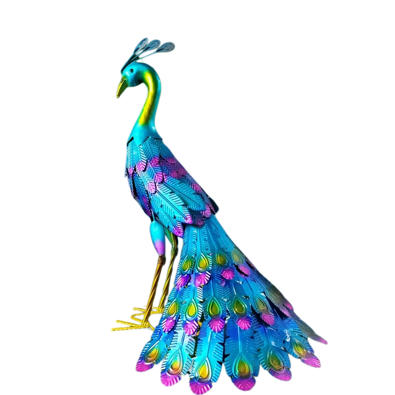 Elegant Metal Peacock Statue