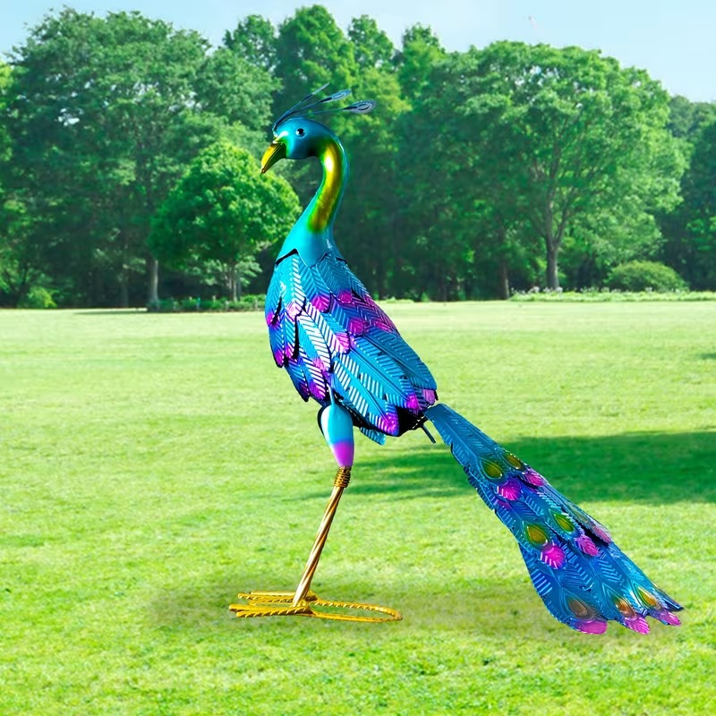 Elegant Metal Peacock Statue