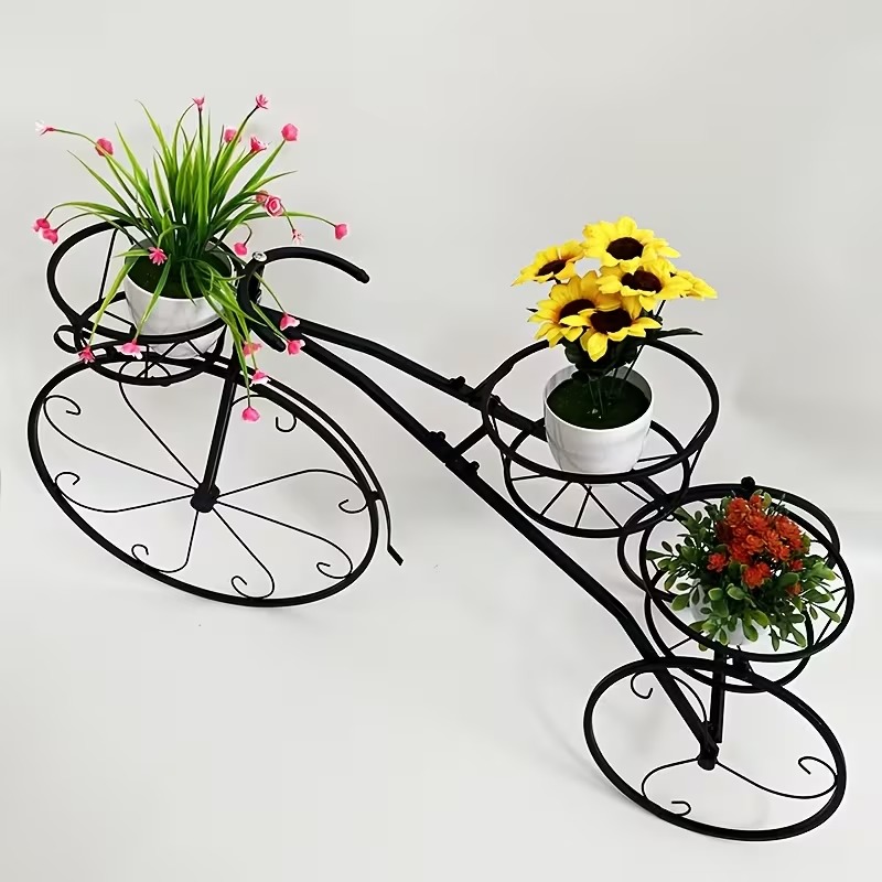 3-Tier Garden Bicycle Flower Pot Holder Display Rack