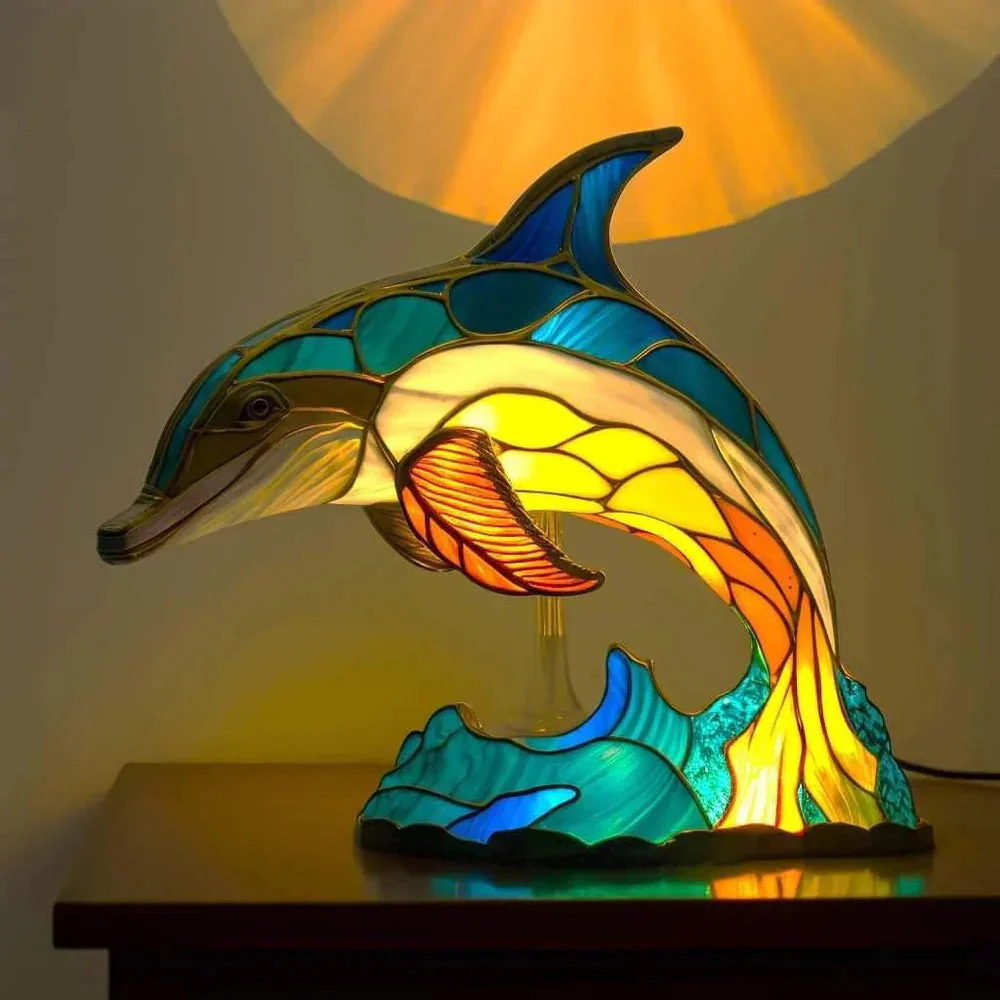 2026 Lamp Stained Glass Animal Table Accent Light Sculpture