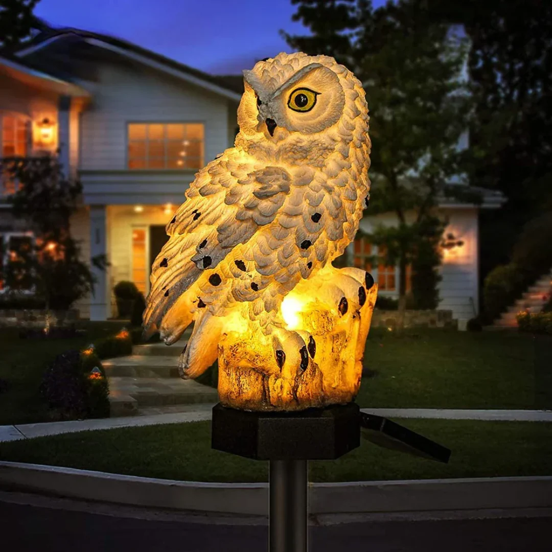 Garden Light Solar Owl Outdoor Pathway Stake Lamp