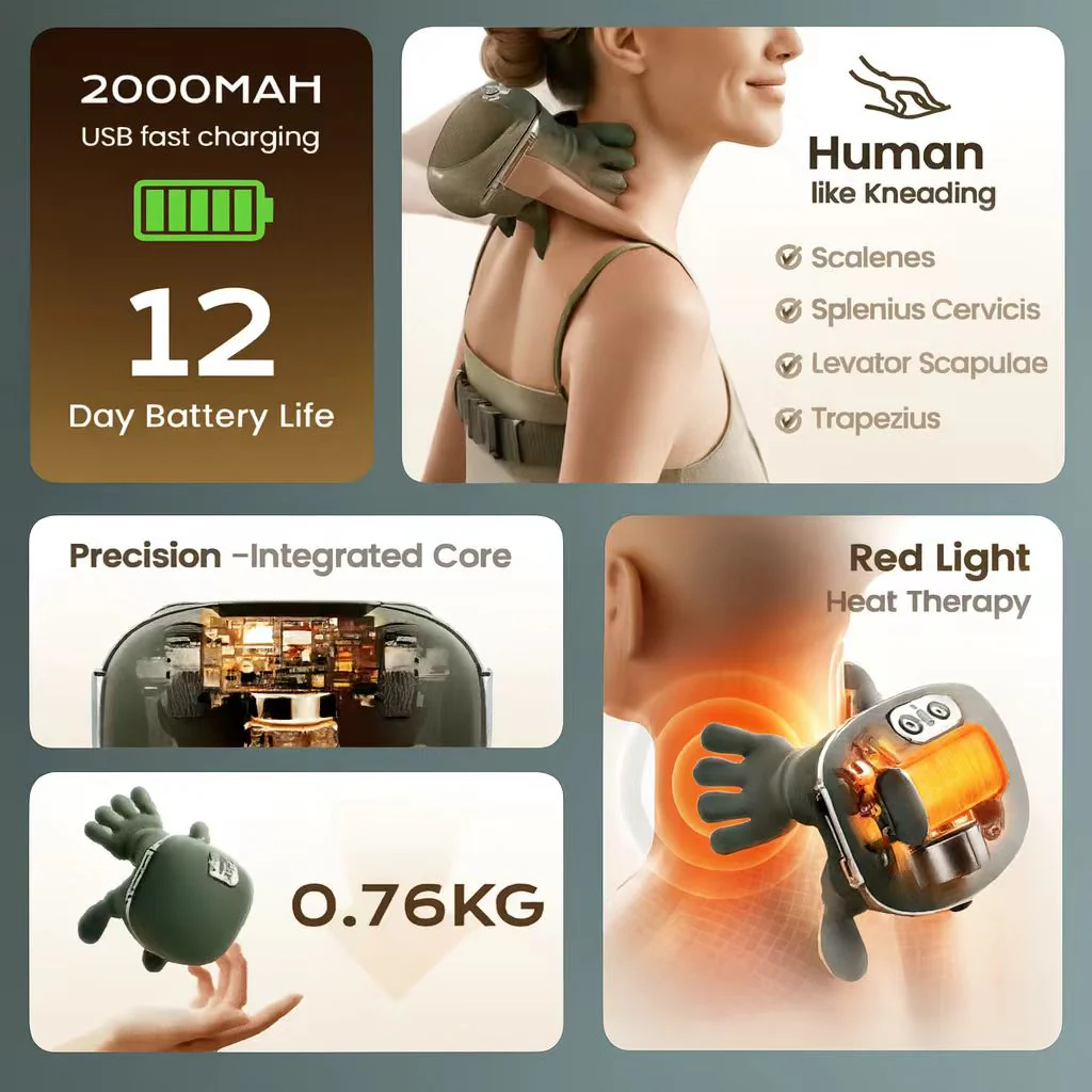 2026 Electric Neck and Shoulder Massager with Heat and Deep Kneading