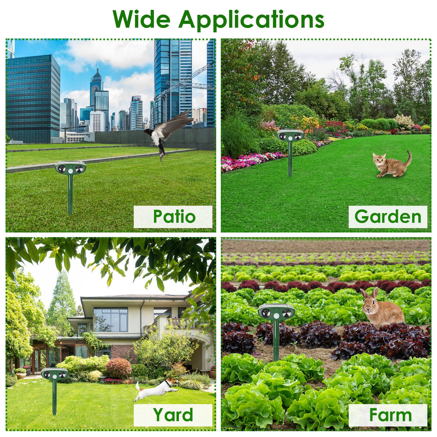 2026 Solar Ultrasonic Animal Rat Repeller Repellent PIR Motion