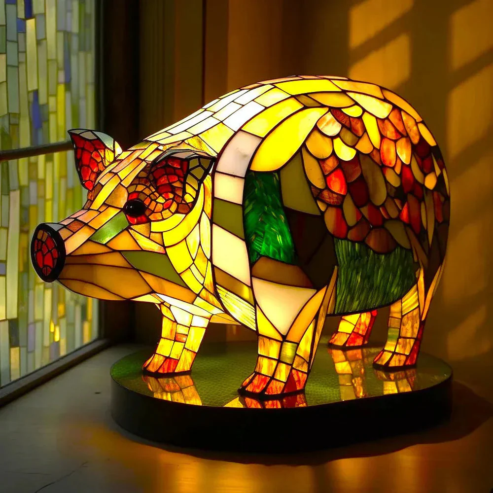 2026 Lamp Stained Glass Animal Table Accent Light Sculpture