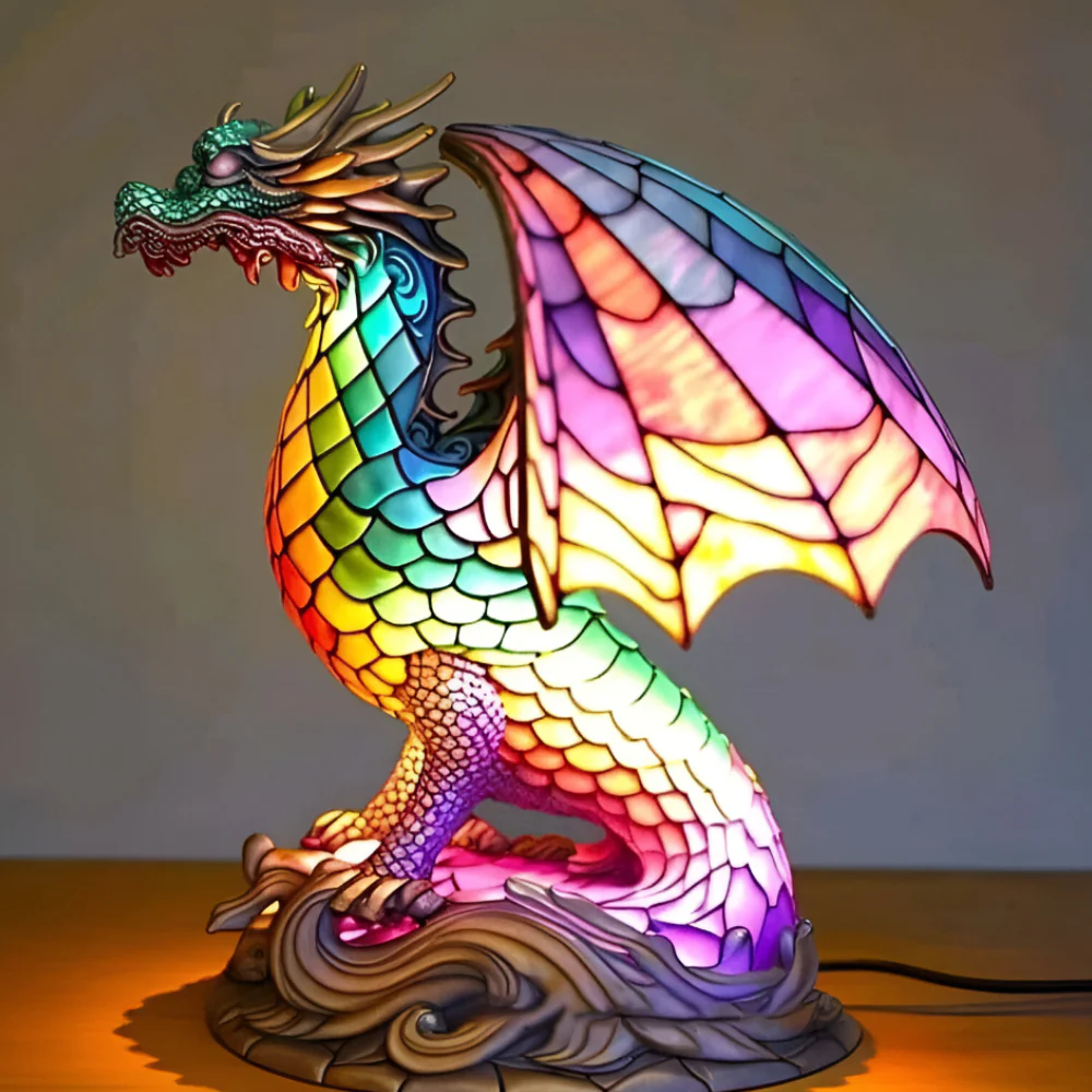2026 Lamp Stained Glass Animal Table Accent Light Sculpture