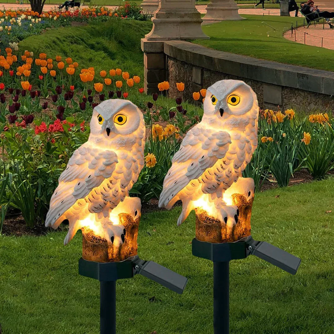 Garden Light Solar Owl Outdoor Pathway Stake Lamp