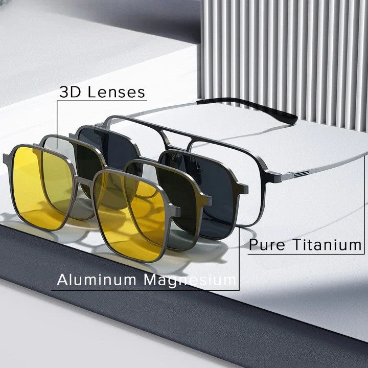 2026 Pure Titanium Magnetic Clip-On Glasses