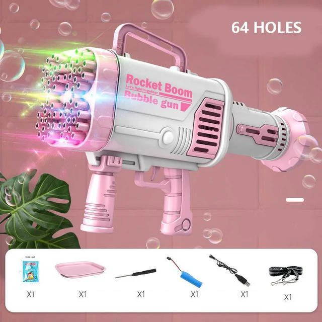 2026 Automatic Flashing Rocket Launcher Bubble Gun