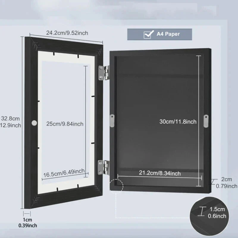 2026 Magnetic Wooden Kids Easy Open Art Frame