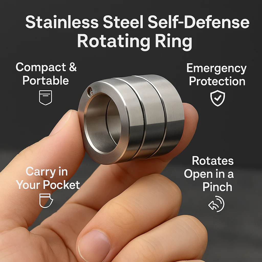2026 Stainless Steel Self-Defense Rotatable Foldable Ring
