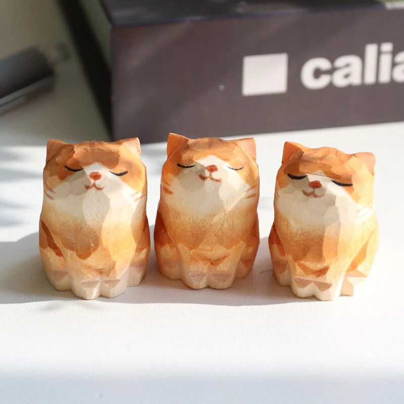 2026 Handmade Wooden Cute Pet Figurines