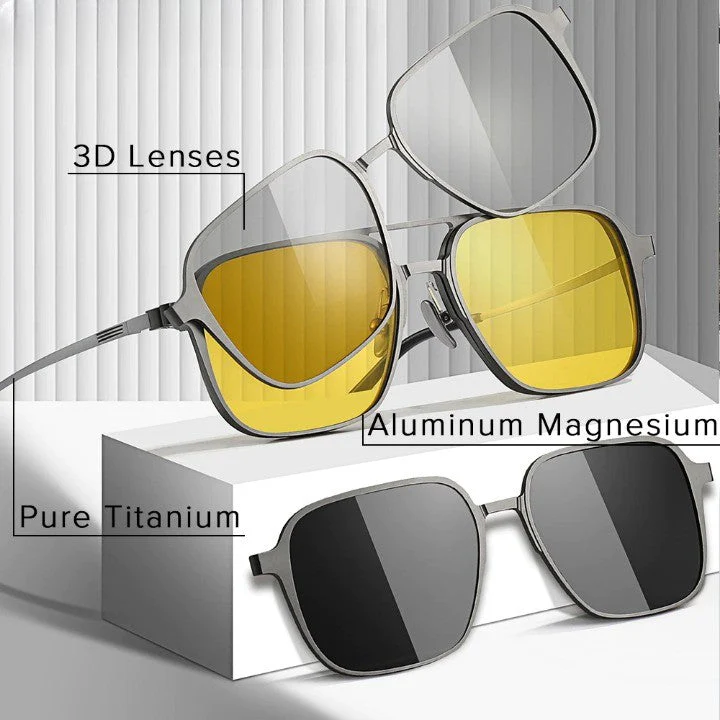 2026 Pure Titanium Magnetic Clip-On Glasses