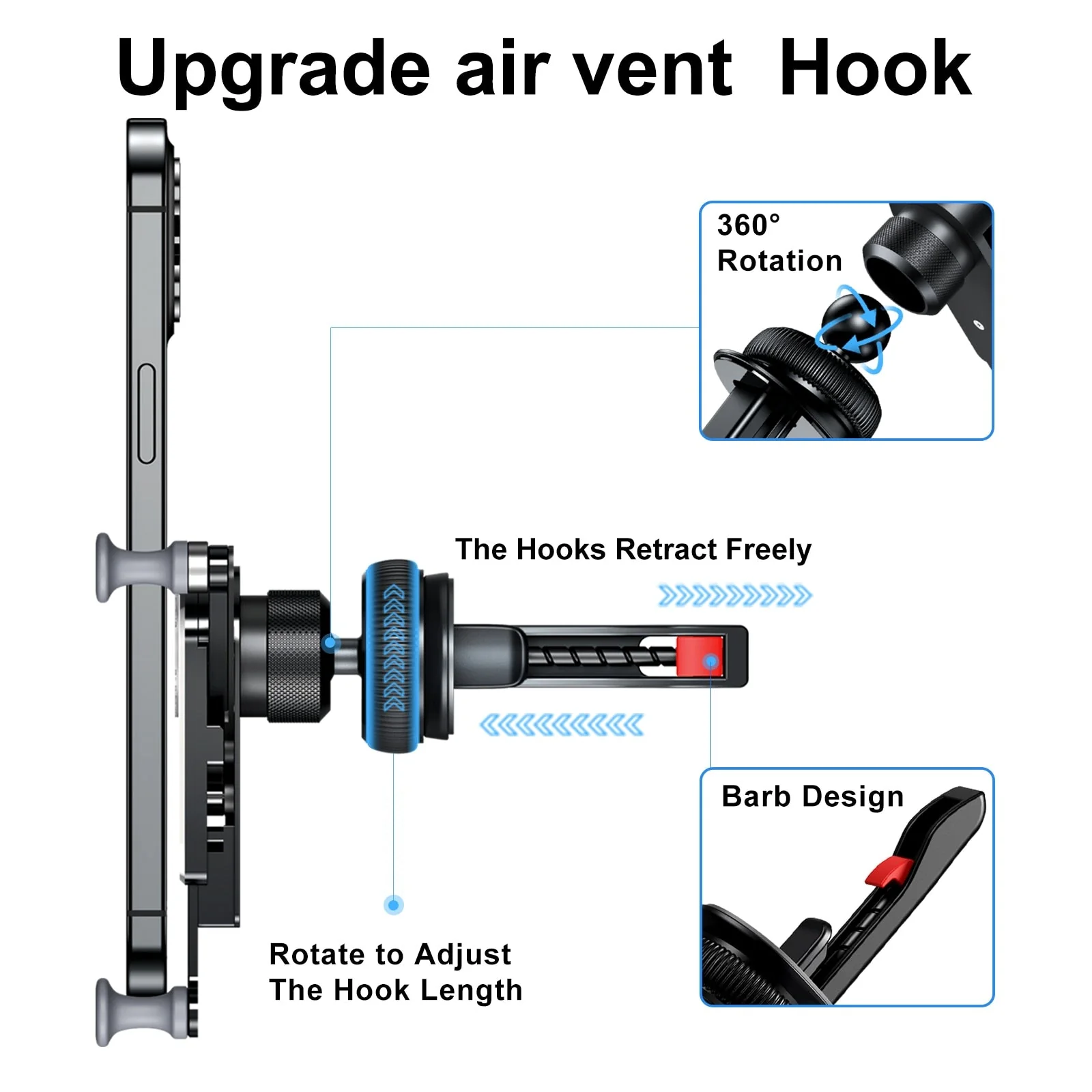 2026 Invisible Rotatable Air Vent Mount Car Phone Holder