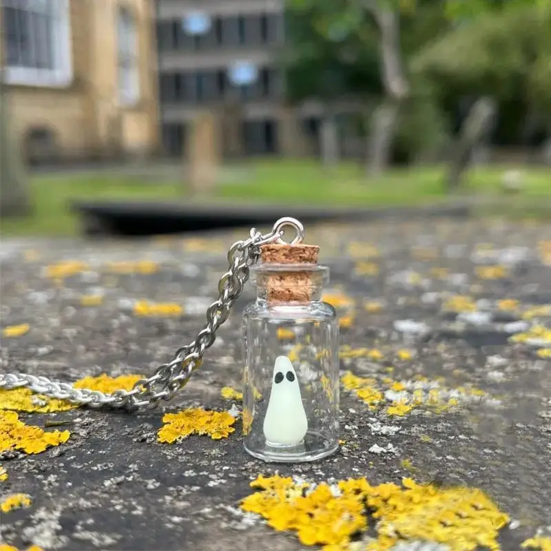 2026 Glowing Captured Spooky Ghost Bottle Necklace