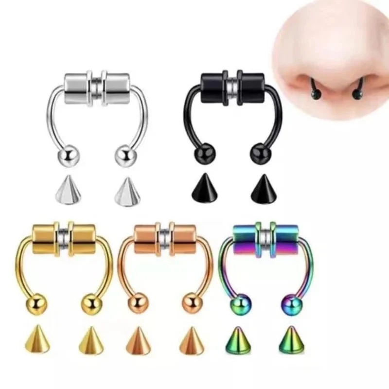2026 Stainless Steel Magnetic Fake Nose Piercing
