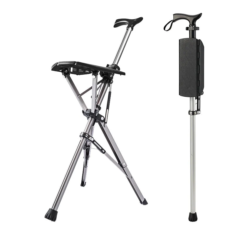 2026 Elderly Foldable Walking Chair Stick