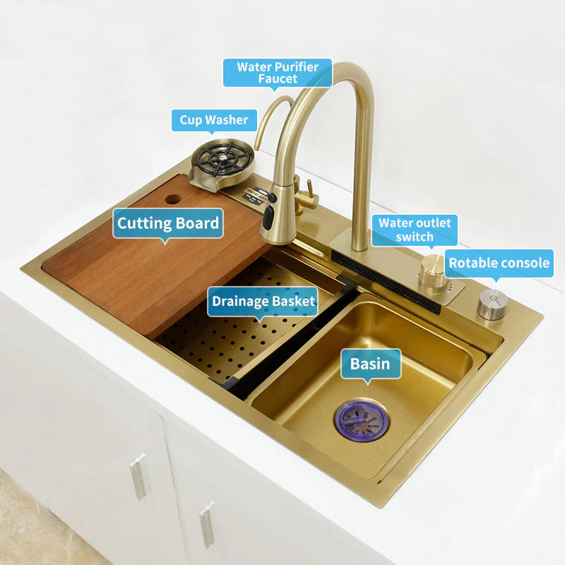 2026 Gold Stream Multifunctional Waterfall Kitchen Sink