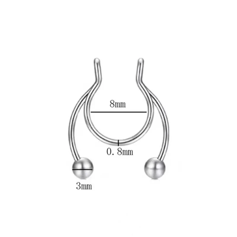 2026 Stainless Steel Magnetic Fake Nose Piercing