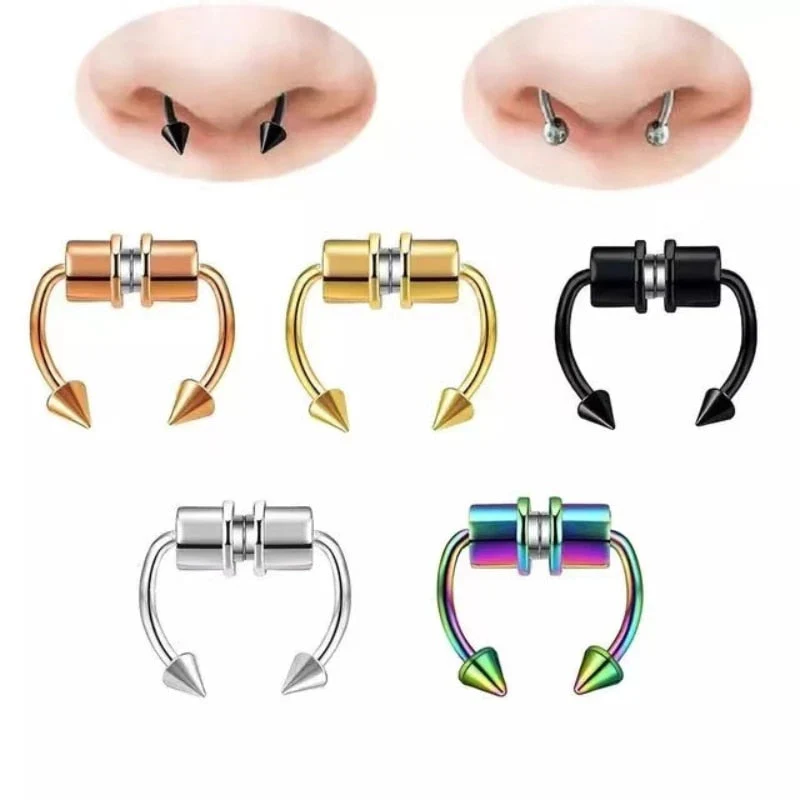 2026 Stainless Steel Magnetic Fake Nose Piercing