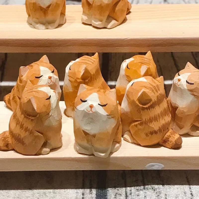 2026 Handmade Wooden Cute Pet Figurines
