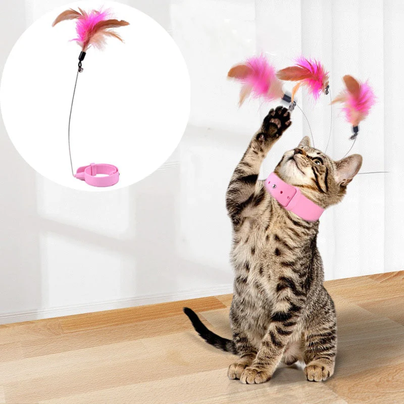 2026 Fluffy Feather Interactive Cat Collar Toy