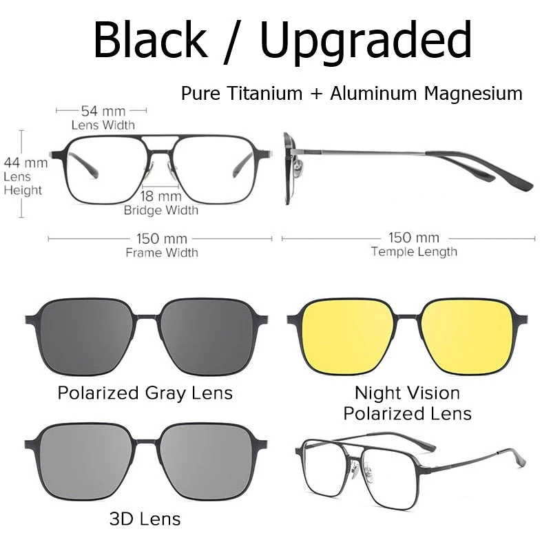 2026 Pure Titanium Magnetic Clip-On Glasses