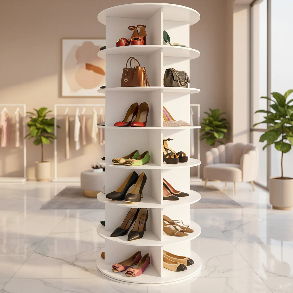 Shoe Rack Rotating Vertical Plastic Space Saving Organizer