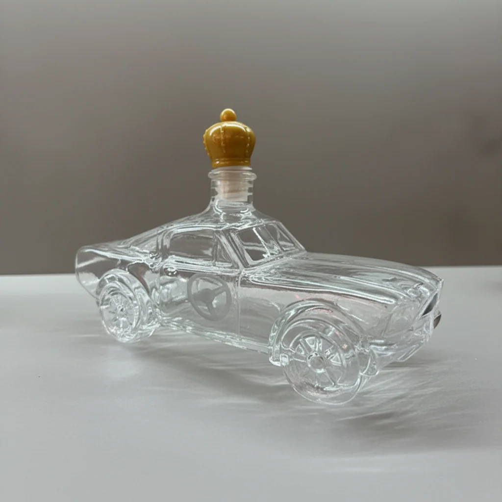 Whiskey Decanter Glass Car Shaped Bar Display Bottle