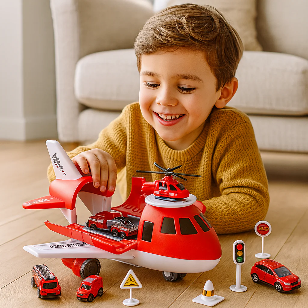 Toy Playset Airplane Vehicle Transport Kids Action Set