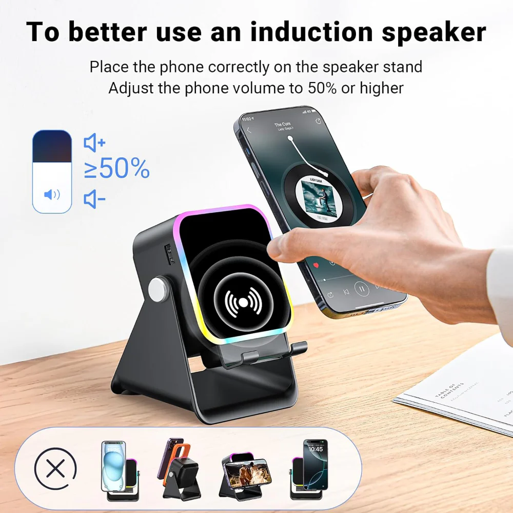 Bluetooth Speaker Induction Phone Stand Wireless Charger