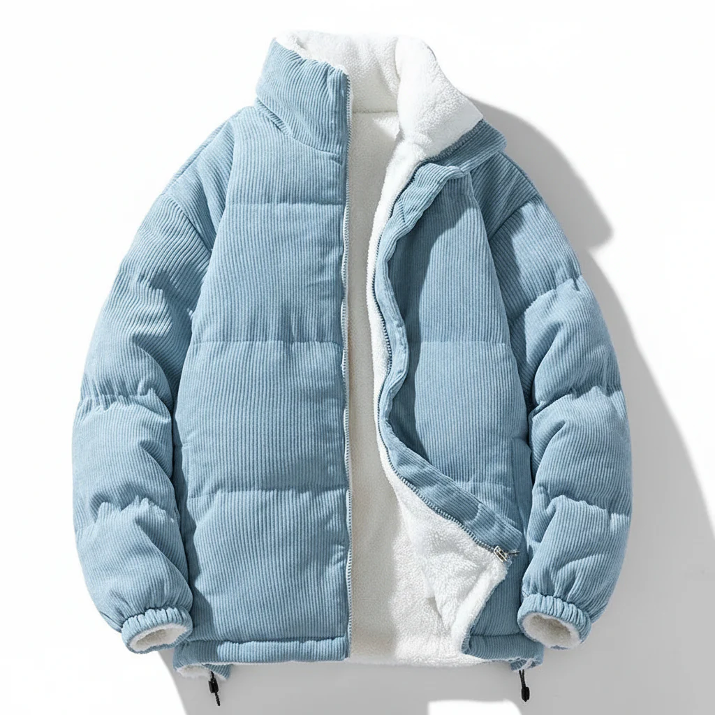 Jacket Corduroy Warm Lined Zip Up Winter Outerwear