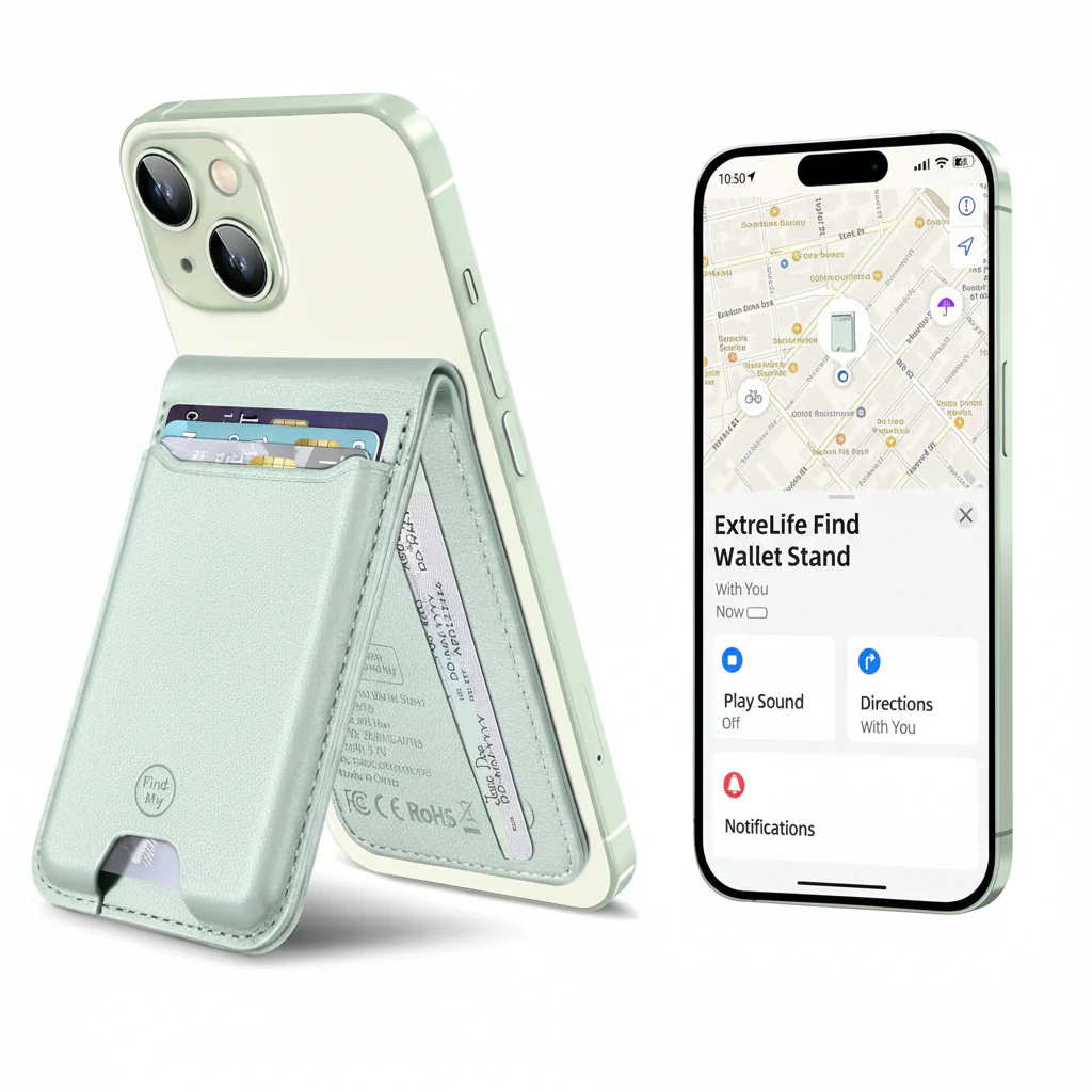 Phone Wallet Magnetic Stand Find My Tracking Card Holder