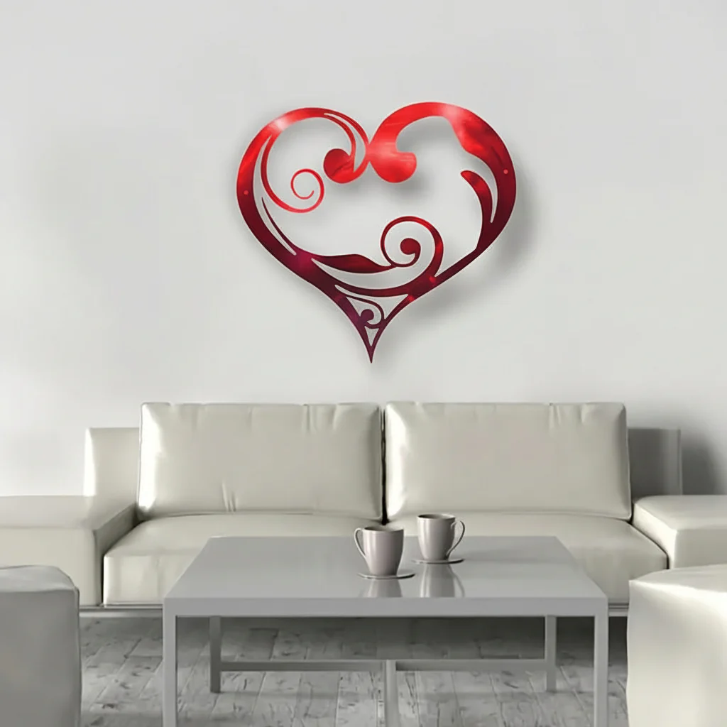 Wall Art Metal Heart Floral Design Vintage Home Decor